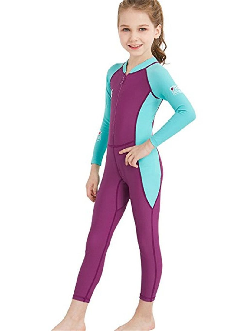 Jeleuon Youth Girls Boys One Piece Water Sports Sun Protection Rash Guard UPF 50+ Long Sleeves Full Suit Swimsuit Wetsuit Swimwear - Image 2